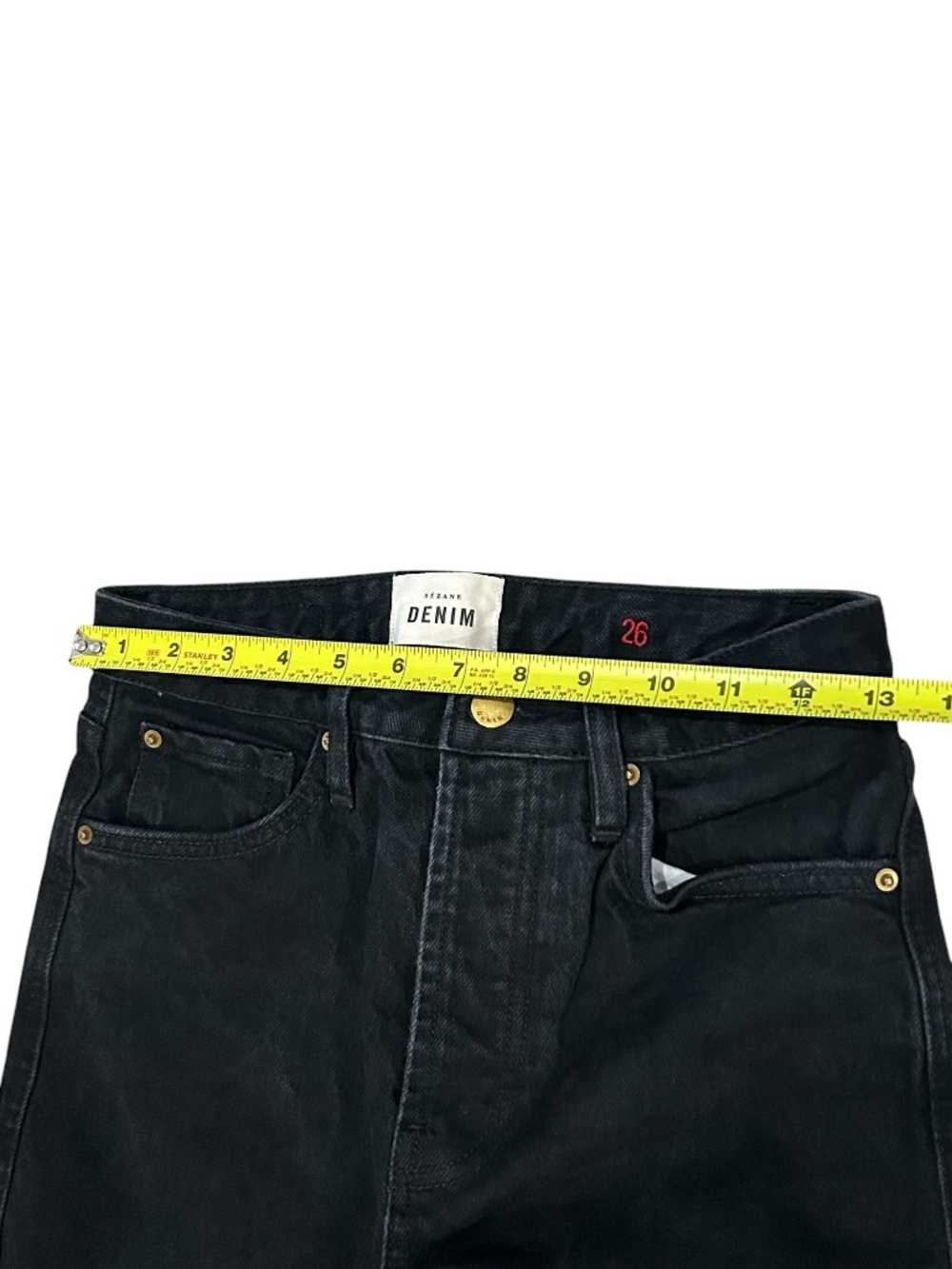 Sézane Denim Le Brut Sexy Jeans Black Size 26 Style S22IPAN004N Organic Cotton - Picture 7 of 16